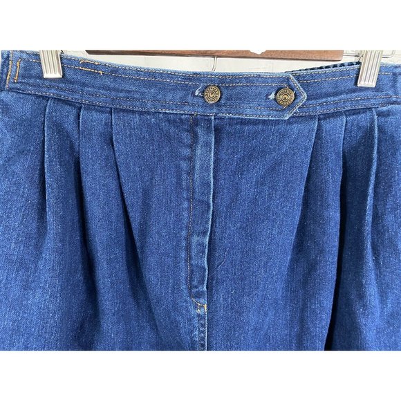 VTG Kemington Express Magic Fit Dark Wash Elastic Waist Long Blue Jean Skirt 12 - Picture 6 of 9